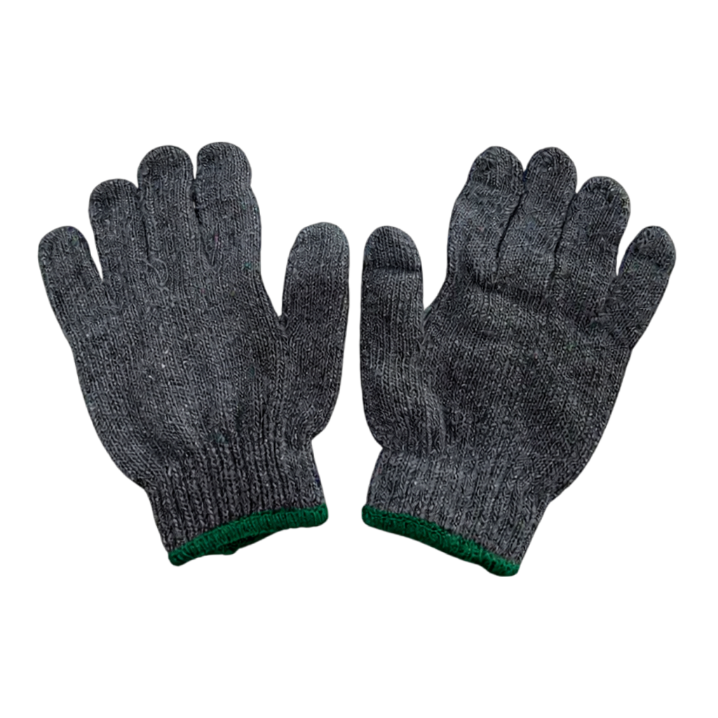 ถุงมือผ้า PROGUS ถุงมือผ้าทอ ถุงมือผ้าถัก สีเทาขอบเขียว